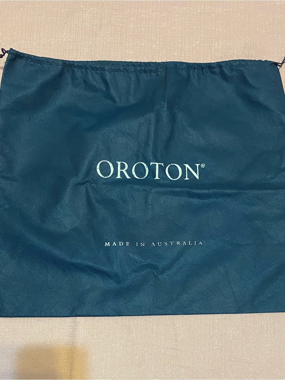 Oroton Teal Dust Bag 16" x18" Drawstring